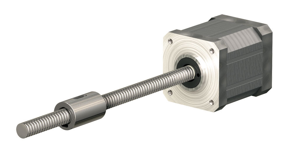 Miniature Ball Screw Linear Actuator - BSR08025SRU-0250-CSN-140-NNN-N 8mm diameter, Length:250mm, Lead:2mm Accuracy:Grade 10, Screw:Rolled, Nut Type:Cylindrical Nut, Backlash:Standard Backlash Of 0.05mm, Left End:Nema 14 Motor (31mm)