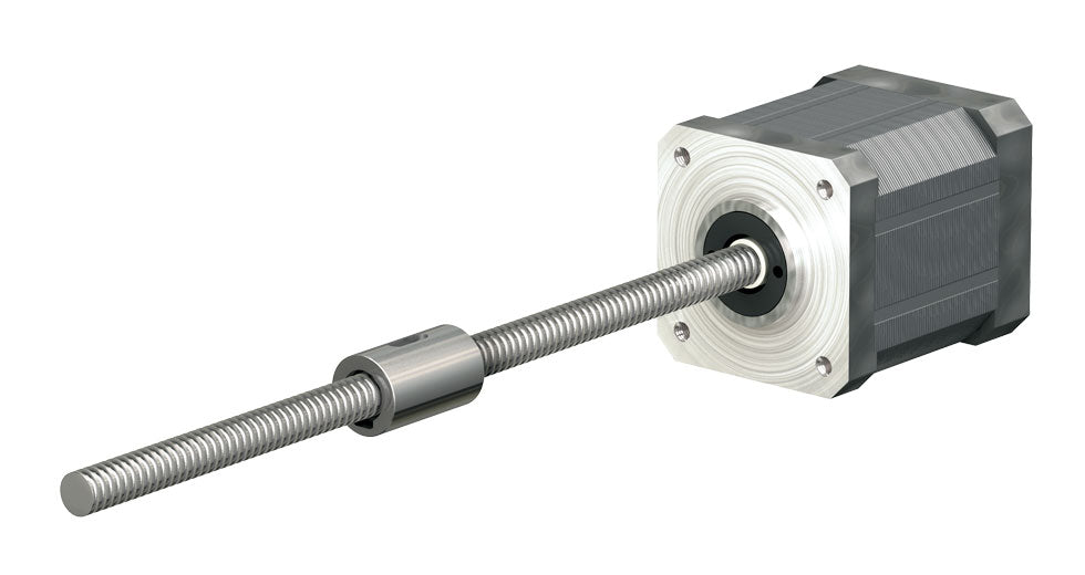 Miniature Ball Screw Linear Actuator - BSR0601AXRU-0150-CSN-171-NNN-N 6mm diameter, Length:150mm, Lead:1mm Accuracy:Grade 10, Screw:Rolled, Nut Type:Cylindrical Nut, Backlash:Standard Backlash Of 0.05mm, Left End:Nema 17 Motor (43mm) Single Stack