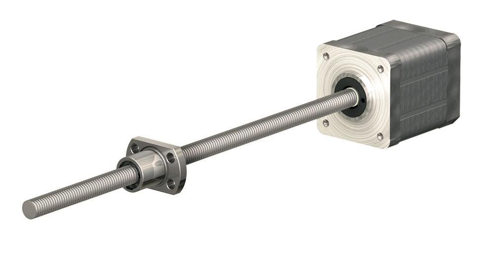 Miniature Ball Screw Linear Actuator - BSR0601AXRU-0150-RSN-111-NNN-N 6mm diameter, Length:150mm, Lead:1mm Accuracy:Grade 10, Screw:Rolled, Nut Type:Flanged Nut on Right, Backlash:Standard Backlash Of 0.05mm, Left End:Nema 11 Motor (23mm)