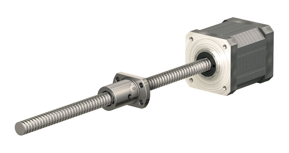 Miniature Ball Screw Linear Actuator - BSR0601AXRU-0150-RSN-140-NNN-N 6mm diameter, Length:150mm, Lead:1mm Accuracy:Grade 10, Screw:Rolled, Nut Type:Flanged Nut on Right, Backlash:Standard Backlash Of 0.05mm, Left End:Nema 14 Motor (31mm)