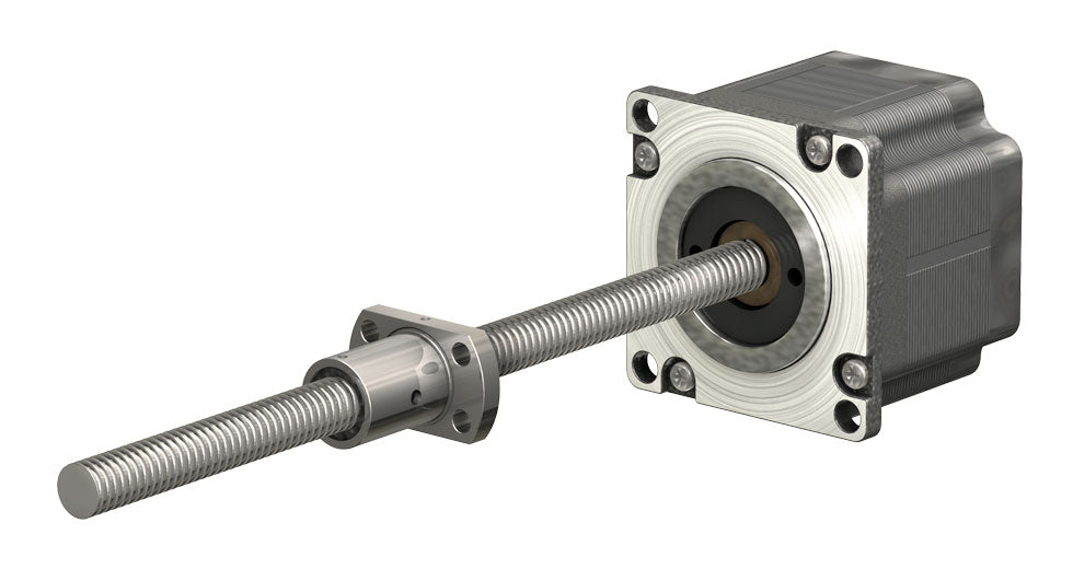 Miniature Ball Screw Linear Actuator - BSR1002AXRU-0200-RSN-231-NNN-N 10mm diameter, Length:200mm, Lead:2mm Accuracy:Grade 10, Screw:Rolled, Nut Type:Flanged Nut on Right, Backlash:Standard Backlash Of 0.05mm, Left End:Nema 23 Motor (56mm) Single Stack